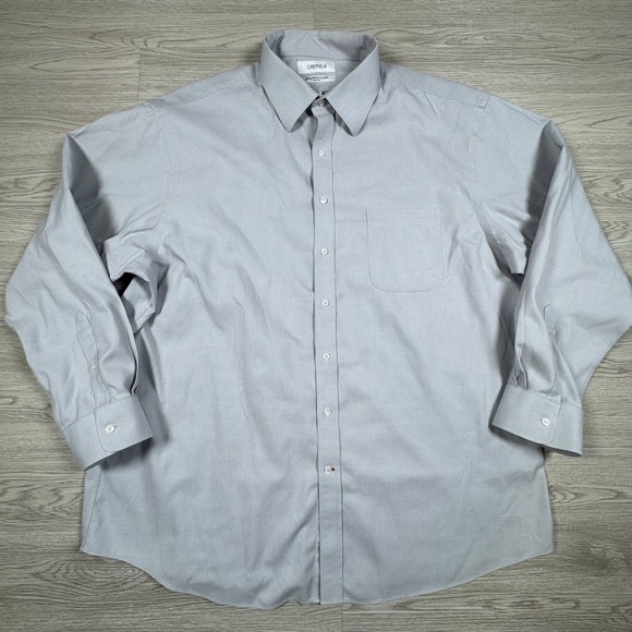 Cremieux Other - Cremieux Men's Dress Shirt 100% Pima Cotton Non-Iron Grey Micro-Pattern 18 35